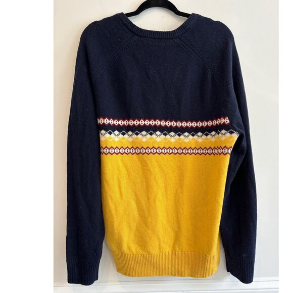 Brooks Brothers FAIR ISLE Italian Yarn Wool Blend L/S V-Neck Sweater |Size Large - Picture 2 of 7